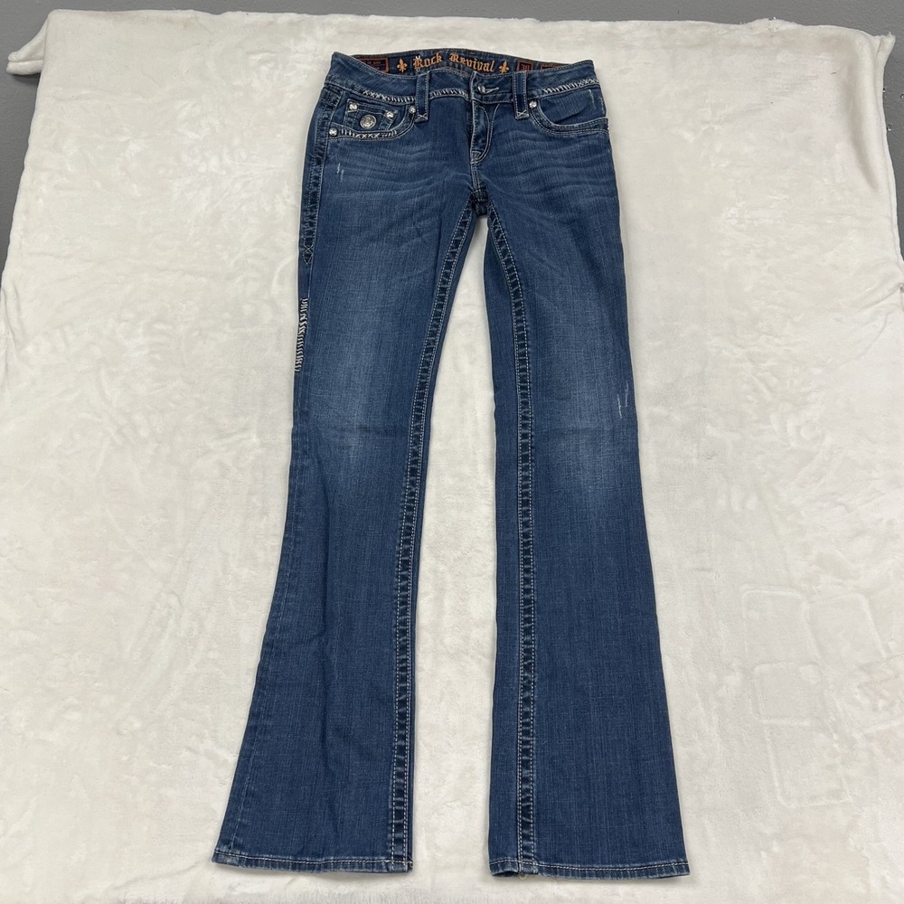 Rock Revival Celine Bootcut Jeans Womens 30 Blue RRJ814617AXL Embellished Denim